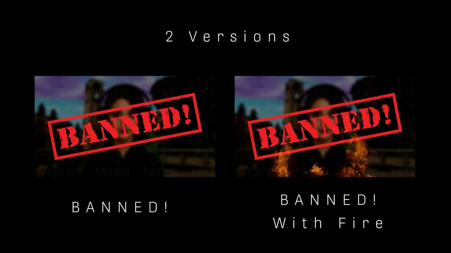BANNED! Stream Alert - Full Screen Animated Overlay with Transparent Background - 1920x1080 - Includes Two Variations - Instant Download