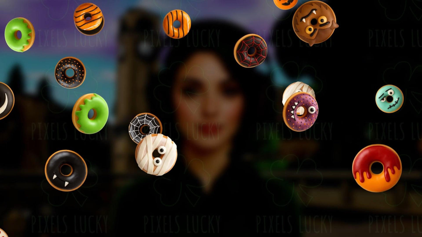 Halloween Donuts Stream Alert- Full Screen Animated Overlay - Transparent Background - 1920x1080 - Spooky Delicious Fun - Instant Download