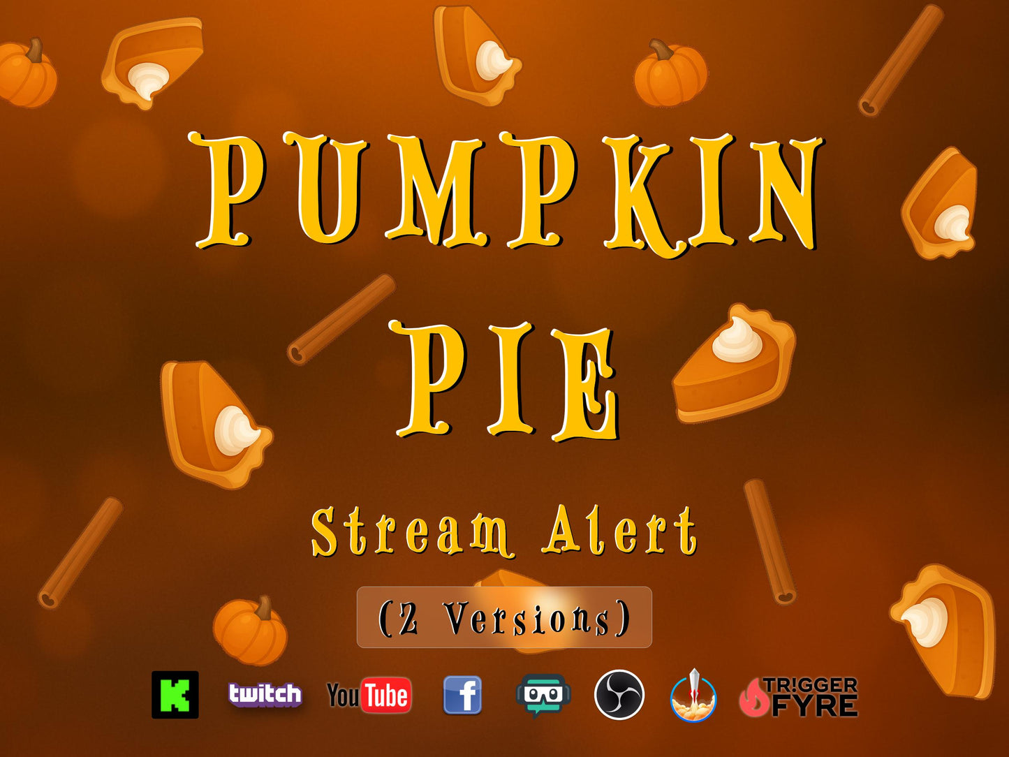Pumpkin Pie Stream Alert Pack - Full Screen Animated Fall Overlays with Transparent Background - Instant Download - Delicious Channel Redeem