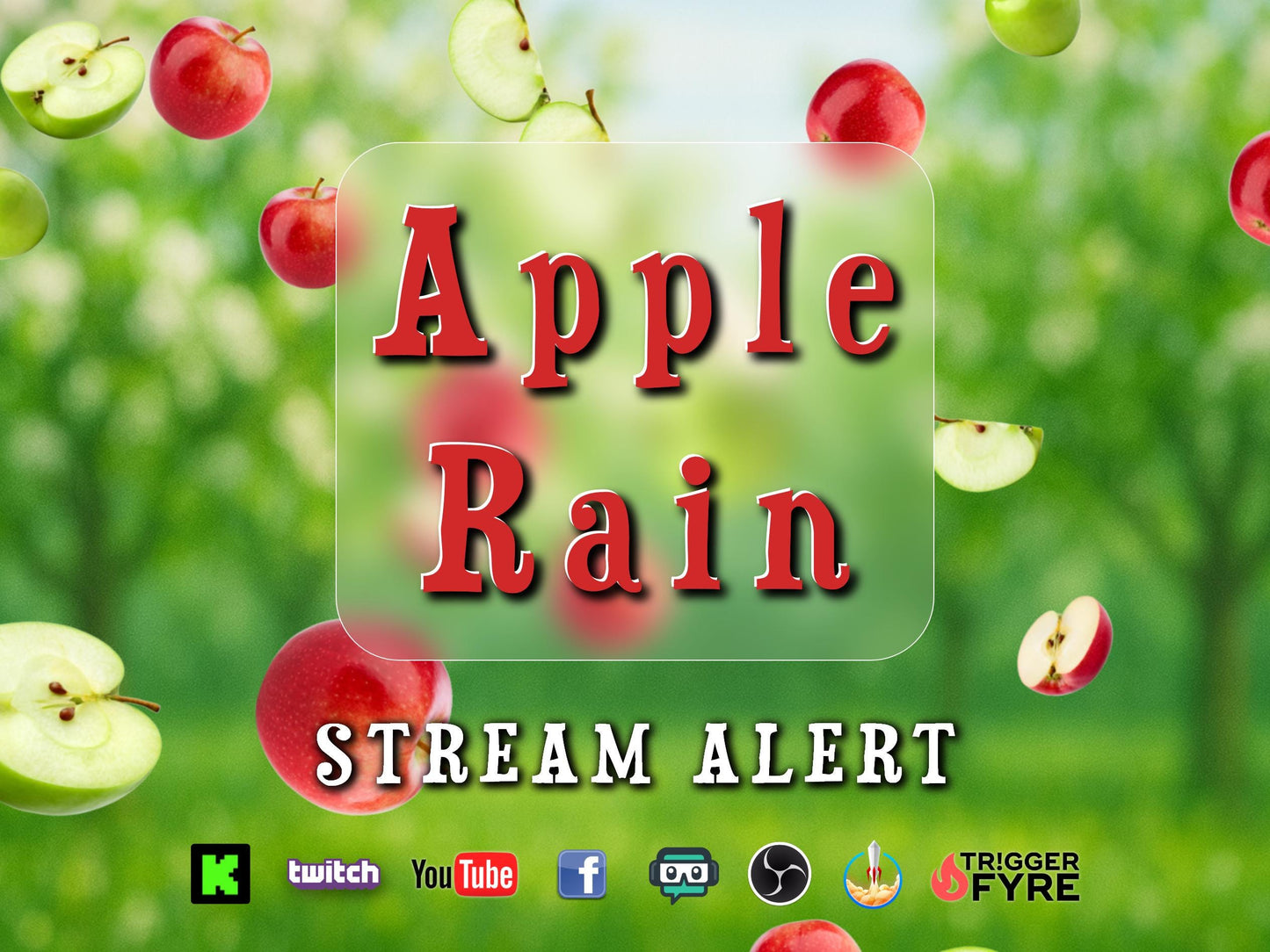 Apple Rain Stream Alert - Full Screen Animated Overlay with Transparent Background - 1920x1080 - Instant Download - Cute Fun & Easy to Setup