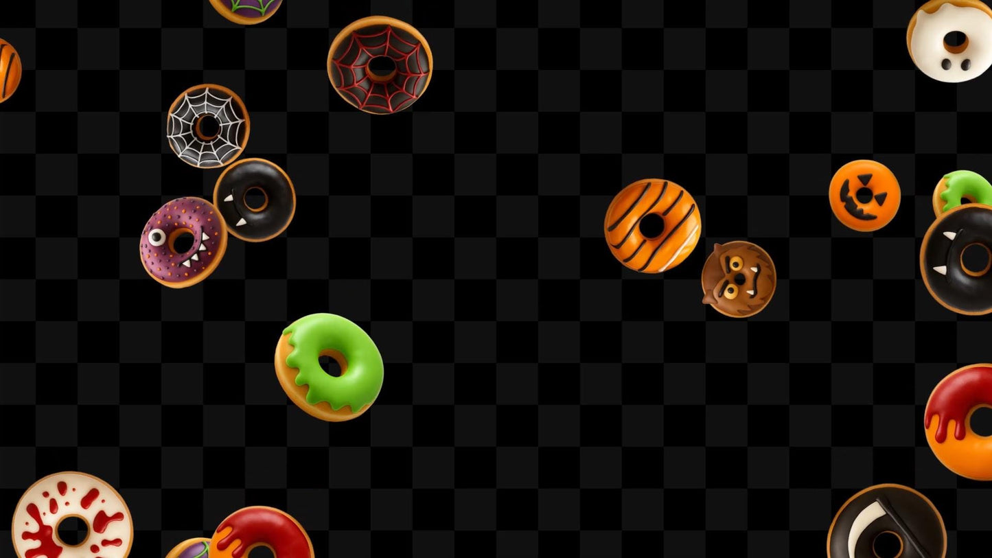 Halloween Donuts Stream Alert- Full Screen Animated Overlay - Transparent Background - 1920x1080 - Spooky Delicious Fun - Instant Download
