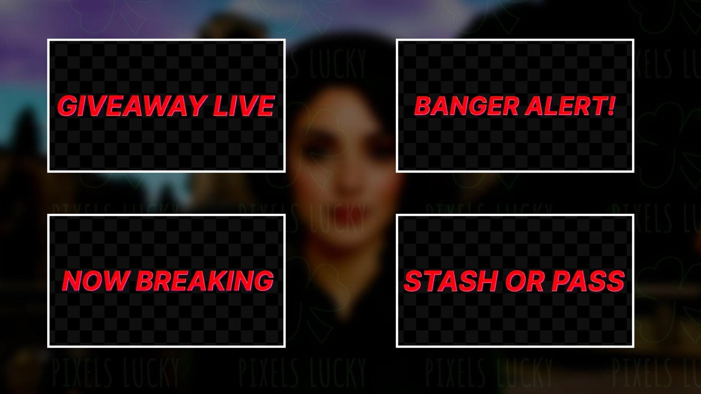 Card Break Stream Alert Bundle - Pack of 4 Animated Text Overlays with Transparent Background - Instant Download - Whatnot & OBS - BANGER