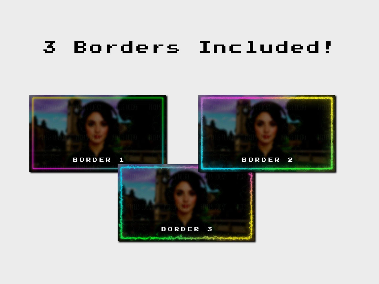 Neon Borders Stream Pack - Bundle of 3 Rainbow Looping Frames - Resizable - Transparent Background - Instant Download - Easy to Setup & Fun!