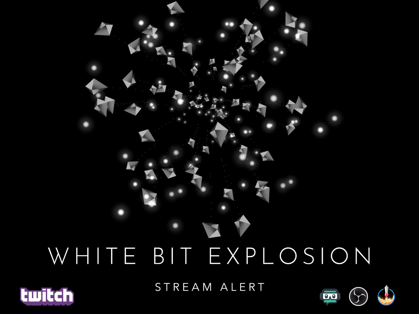 Twitch Cheer Alert - Gray & White Bits Exploding Animated Effect - Full Screen 1920x1080 Overlay with Transparent Background - Cheers Donos