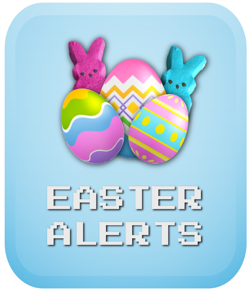 Colorful Easter eggs and bunny peeps icon for Easter stream alerts category