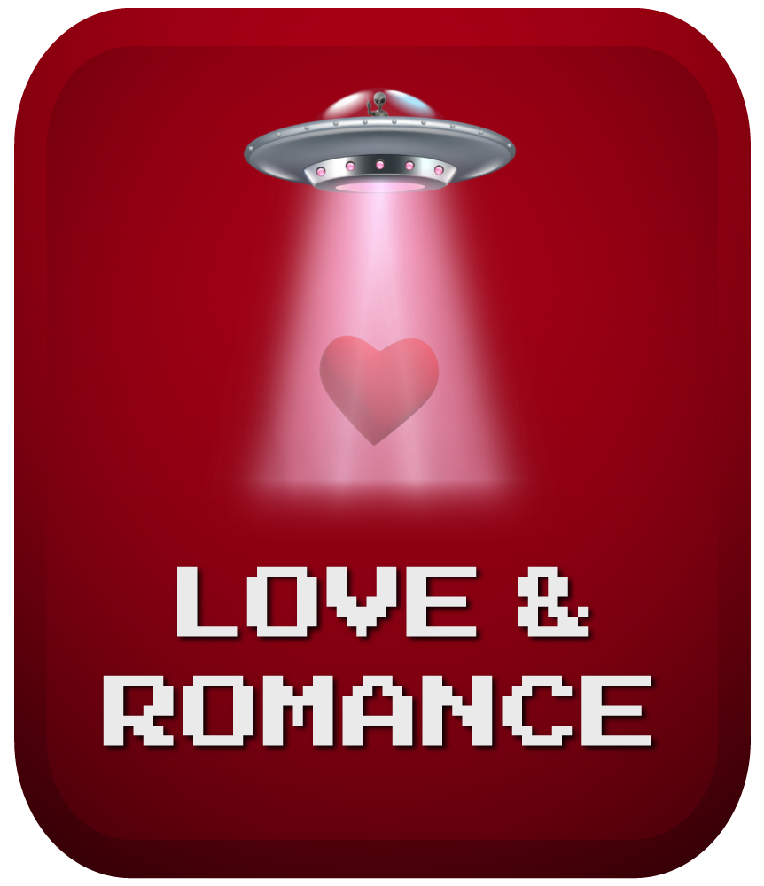 UFO beaming up a heart icon for love and romance stream alerts category