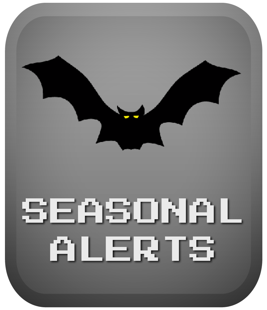 Black bat with yellow eyes on gray background for seasonal stream alerts category