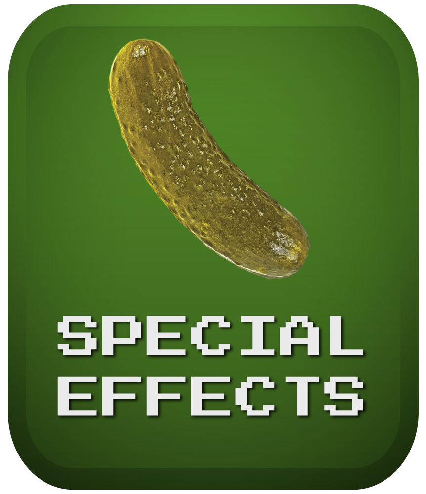 Floating pickle icon on green background for special effects stream alerts category