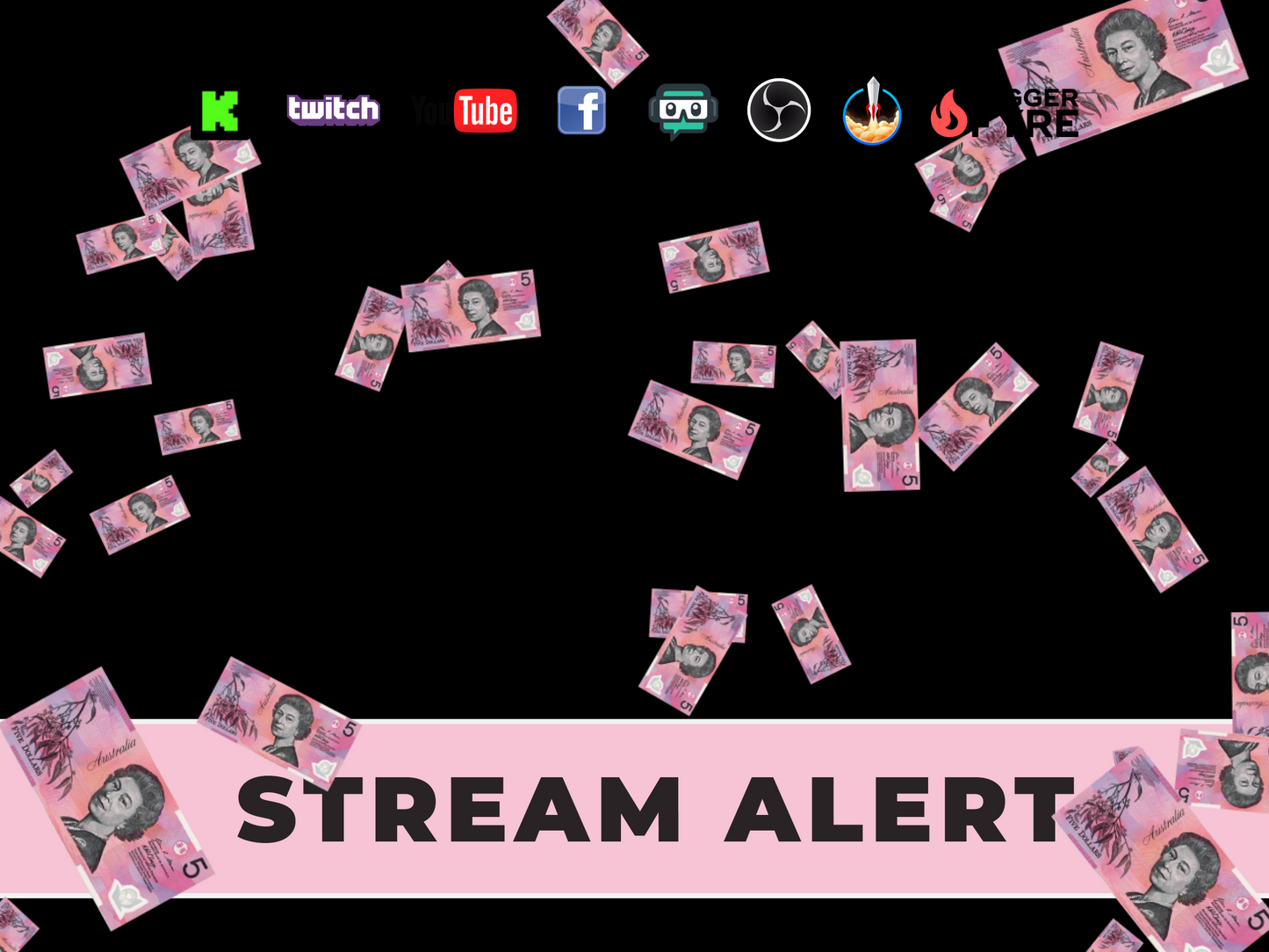 Aussie Tip Stream Alert Bundle - 6 Full Screen Animated Overlays for Australian Donations - Transparent Background - Instant Download