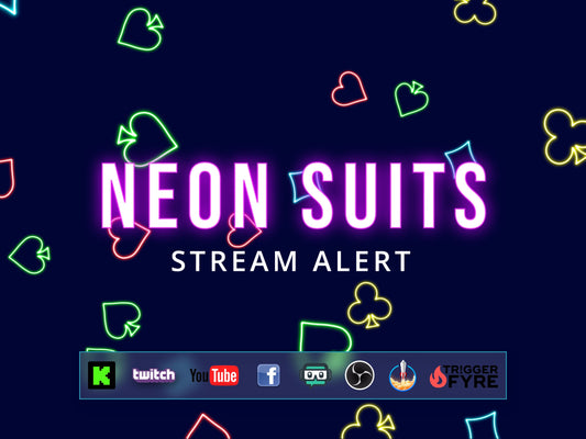 Neon Suits Stream Alert - Full Screen Animated Overlay with Transparent Background - Poker Card Party Effect - Instant Download - 1920x1080