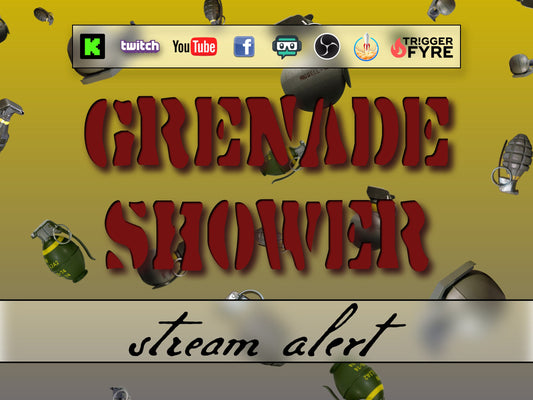 Grenade Shower Stream Alert - Full Screen Animated Overlay w Transparent Background - Fun Effect - Instant Download - 1920x1080 - Easy Setup