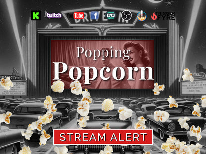 Popping Popcorn Stream Alert - Full Screen Animated Overlay with Transparent Background - Movie Night Effect - 1920x1080 - Instant Download