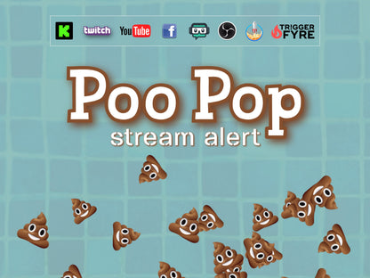 Poo Pop Stream Alert - Full Screen Animated Overlay - 1920x1080 - Transparent Background - Easy to Setup & Fun to Use! - Tutorial Included