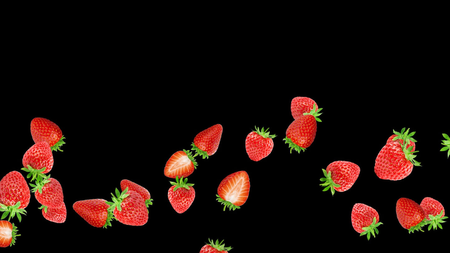 Strawberry Toss Stream Alert - Full Screen Animated Berry Overlay with Transparent Background - 1920x1080 - Instant Download - Cute Effect!