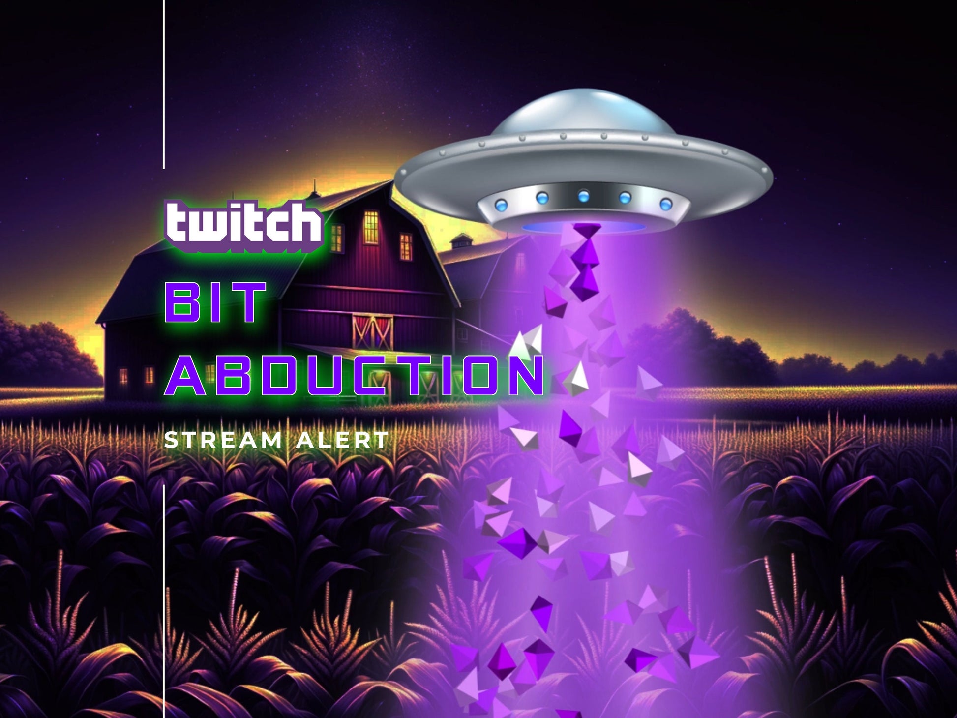 Bit Abduction Cheer Alert - Full Screen Animated Twitch Stream Overlay with Transparent Background - 1920x1080 - Instant Download - SO FUN!