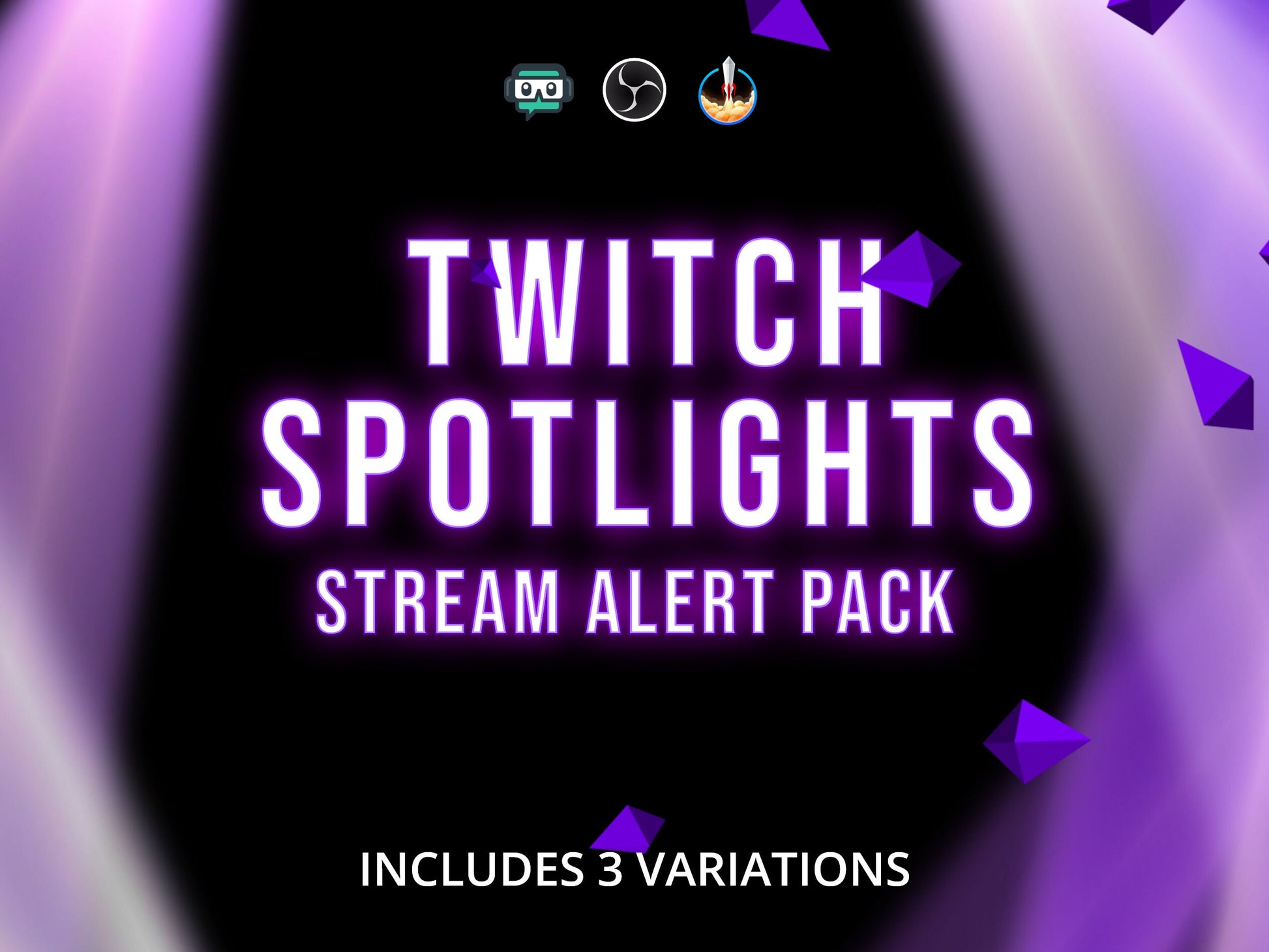 Twitch Spotlights Stream Alert Pack - Three Animated Overlays with Transparent Background - 1920x1080 - Instant Download - For Cheers & Fun!