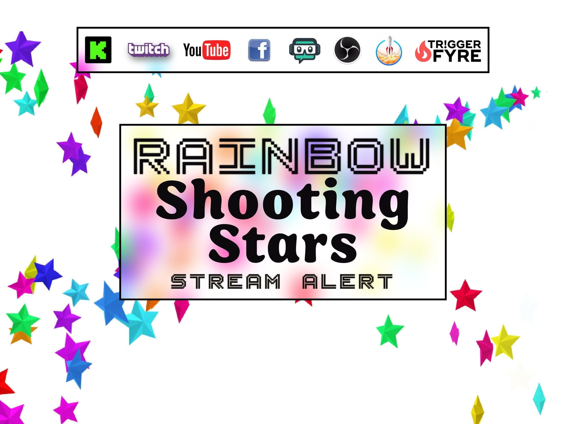 Rainbow Shooting Stars Stream Alert - Full Screen Animated Overlay - Transparent Background - 1920x1080 - Instant Download - Colorful Effect