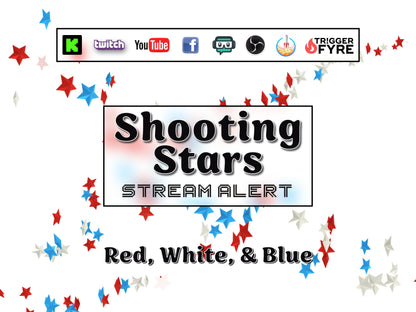 Red, White, & Blue Shooting Stars Stream Alert - Full Screen Animated Overlay with Transparent Background - 1920x1080 - Instant Download