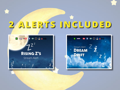 Sweet Dreams Stream Alert Bundle - 5 Full Screen Animated Sleep Effects w Transparent Background - 1920x1080 - Instant Download - Fun To Use