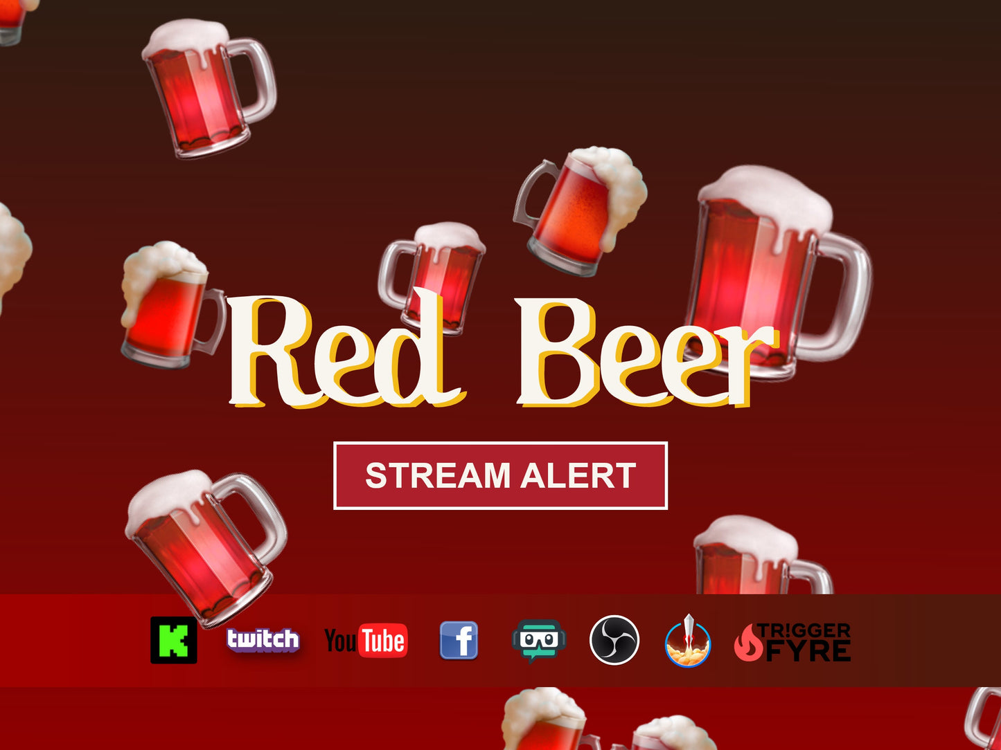 Red Beer Stream Alert - Full Screen Animated Overlay with Transparent Background - 1920x1080 - Instant Download - Fun Channel Point Redeem!