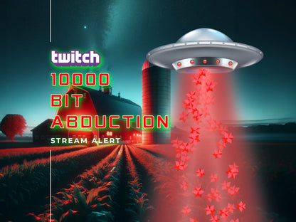 10,000 Bit Abduction Cheer Alert - Full Screen Animated UFO Twitch Stream Overlay - Transparent Background - 1920x1080 - Instant Download