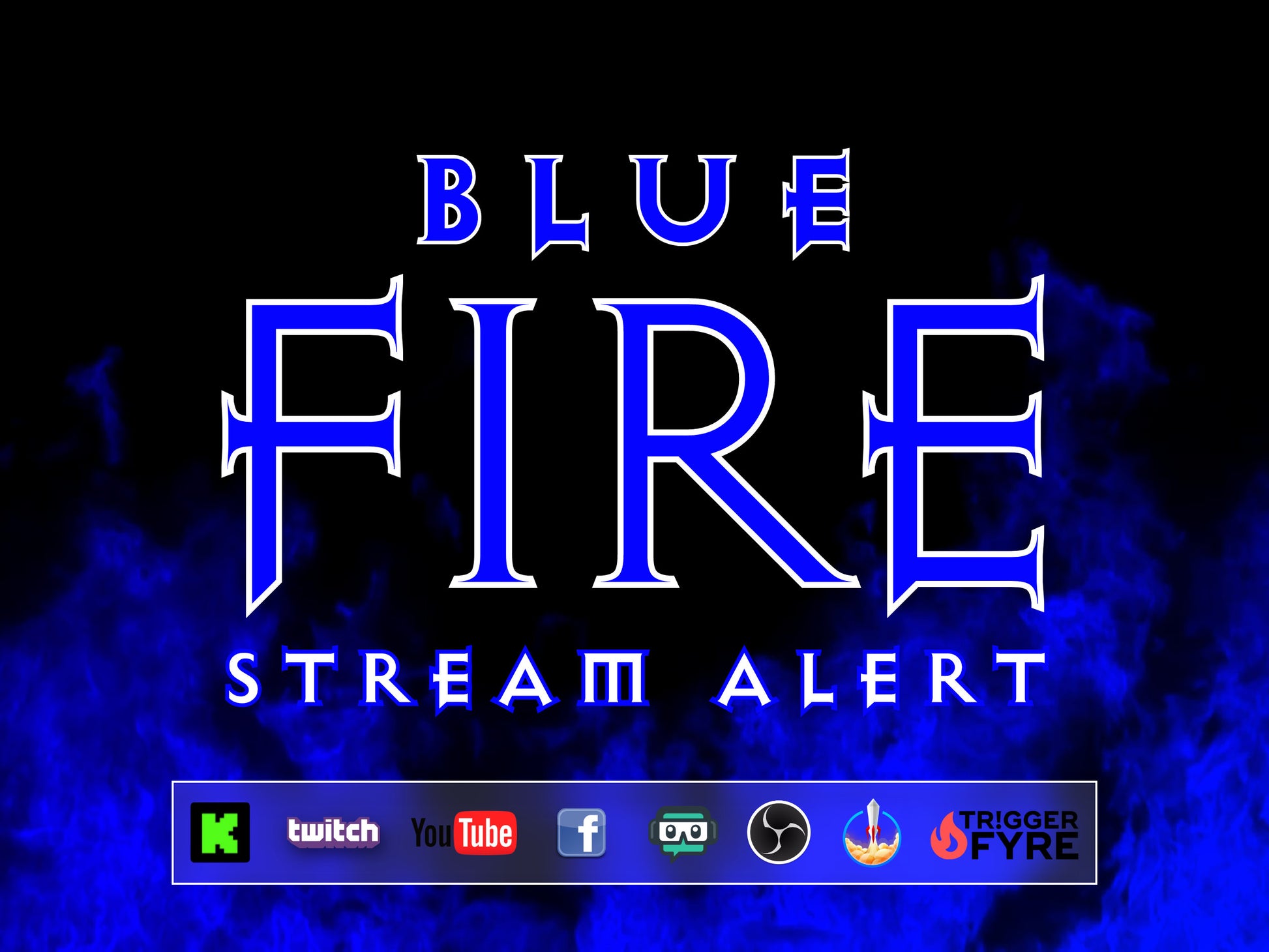 Blue Fire Stream Alert - Realistic Flames Effect - Full Screen Animated Overlay with Transparent Background - 1920x1080 - Instant Download