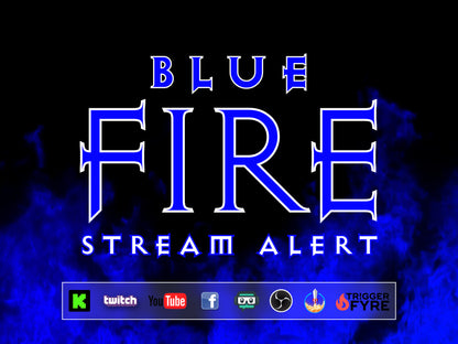 Blue Fire Stream Alert - Realistic Flames Effect - Full Screen Animated Overlay with Transparent Background - 1920x1080 - Instant Download