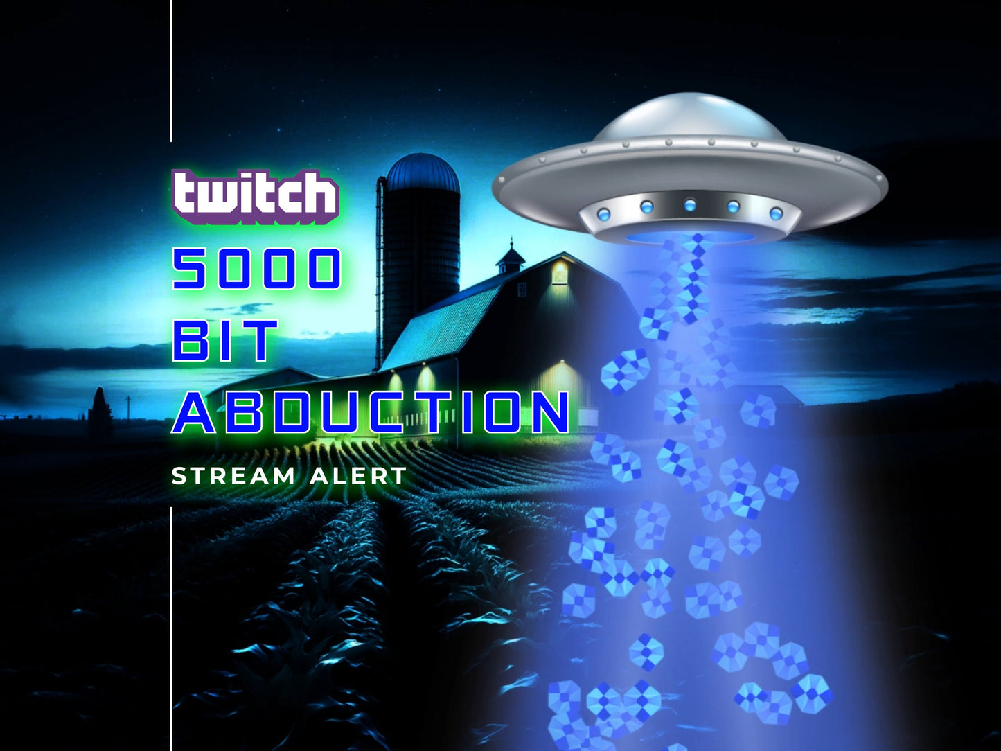 Bit Abduction Alert Pack - Twitch Cheer Bundle - Includes 5 UFO Effects - 1920x1080 Full Screen - Transparent Background - Instant Download