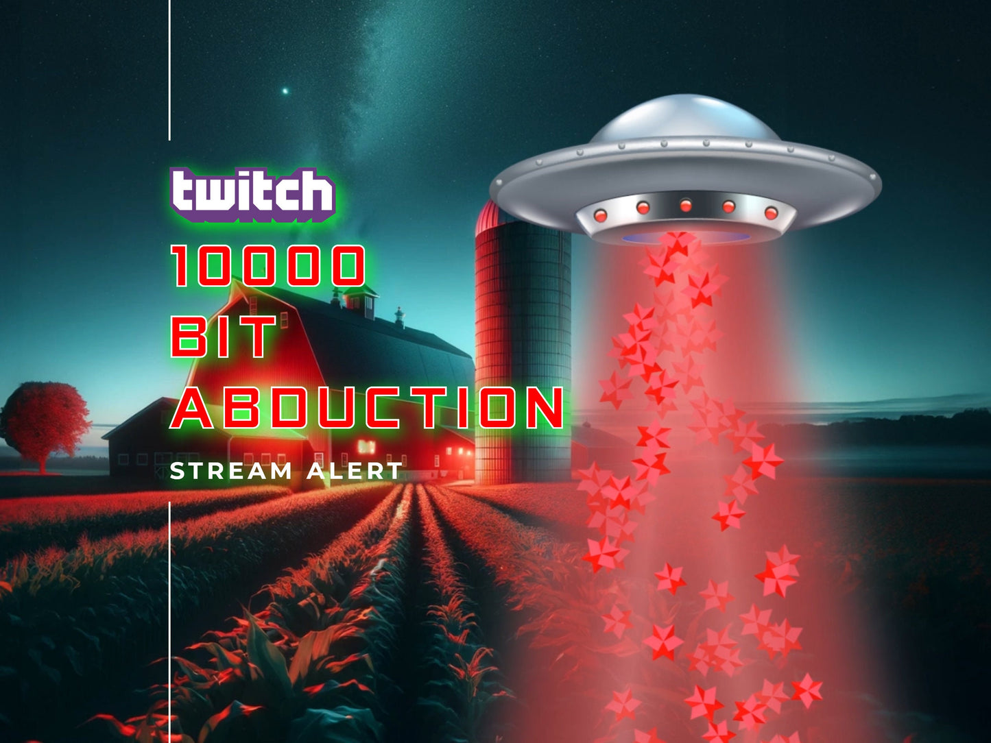 Bit Abduction Alert Pack - Twitch Cheer Bundle - Includes 5 UFO Effects - 1920x1080 Full Screen - Transparent Background - Instant Download