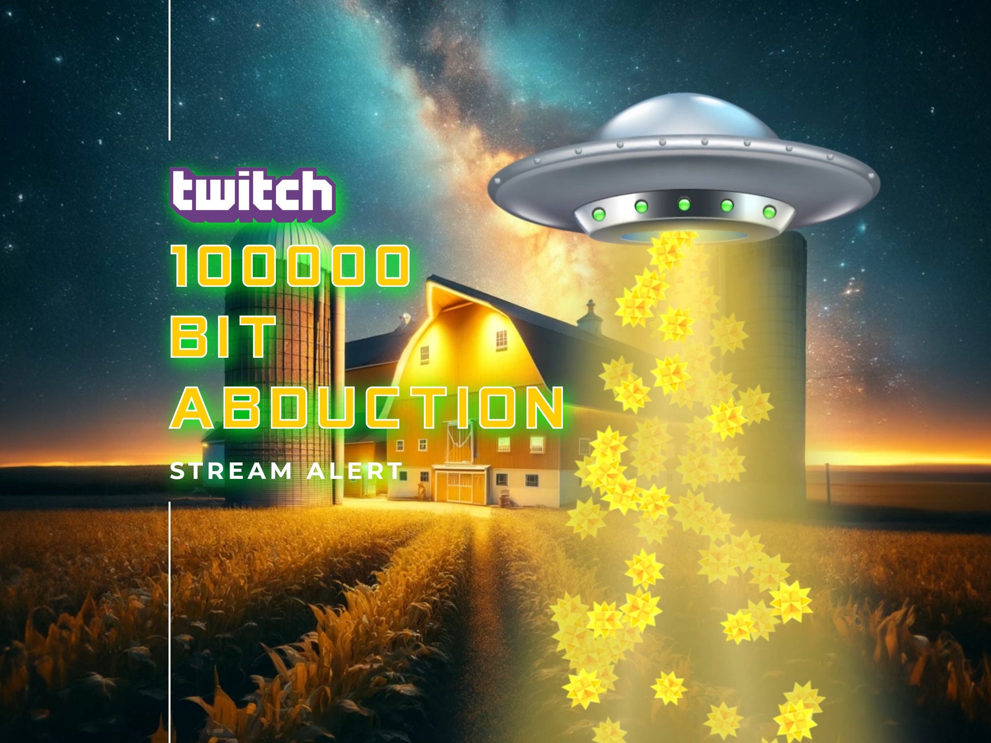 Bit Abduction Alert Pack - Twitch Cheer Bundle - Includes 5 UFO Effects - 1920x1080 Full Screen - Transparent Background - Instant Download