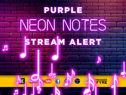 Purple Neon Notes Stream Alert - Music Vibes Effect - Animated Overlay - Transparent Background - 1920x1080 Full Screen - Instant Download!