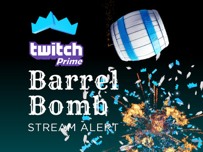 Twitch Prime Sub Barrel Bomb Alert - Full Screen Stream Animation w/ Transparent Background - Easy to Setup! - 1920x1080 - Instant Download