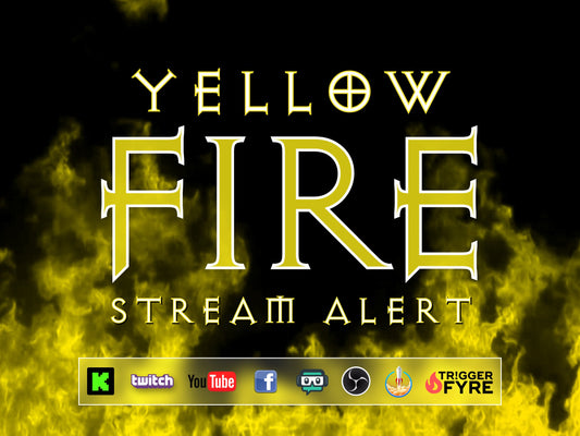 Yellow Fire Stream Alert - Realistic Flames Effect - Full Screen Animated Overlay with Transparent Background - 1920x1080 - Instant Download