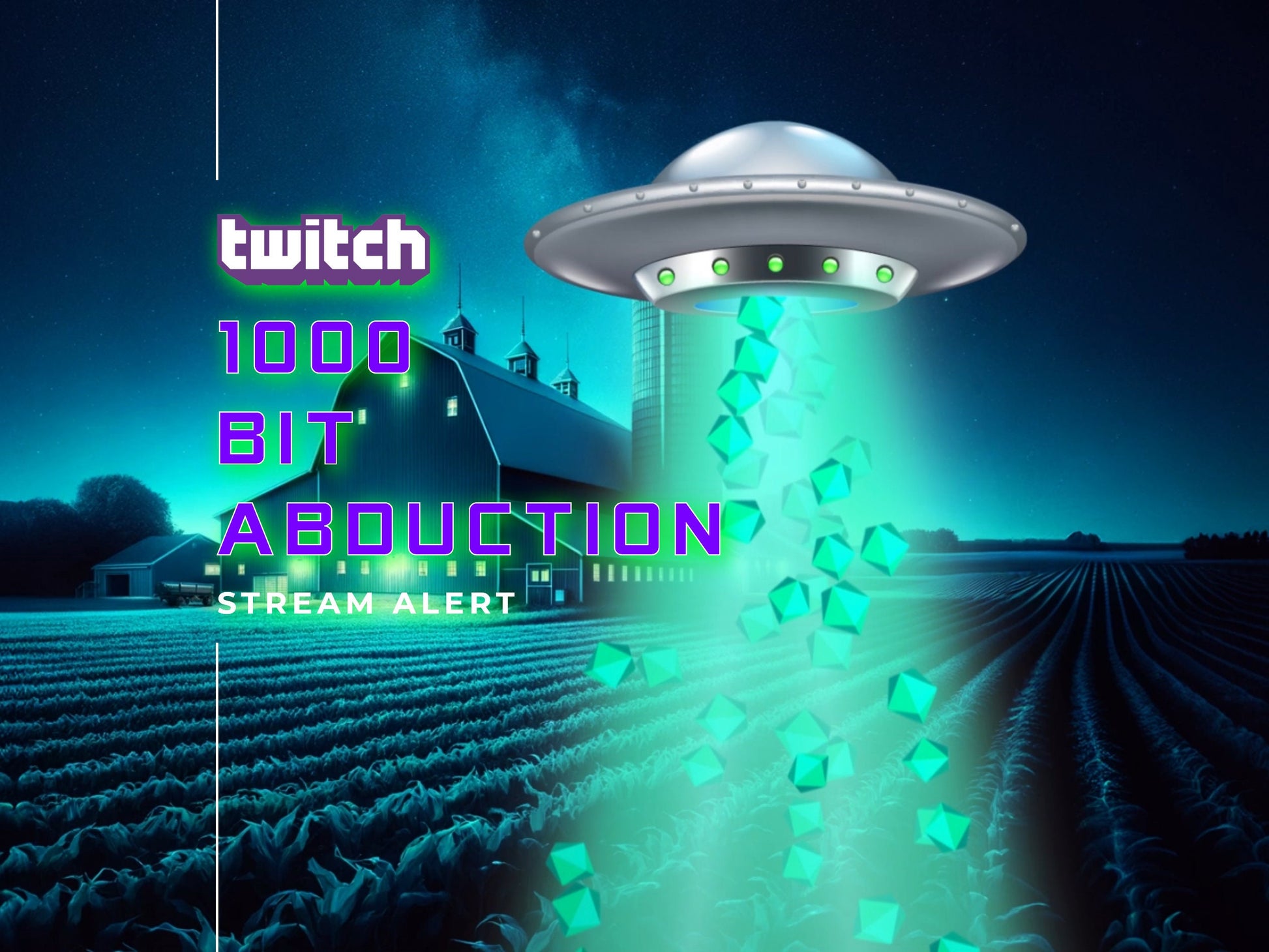 Bit Abduction Alert Pack - Twitch Cheer Bundle - Includes 5 UFO Effects - 1920x1080 Full Screen - Transparent Background - Instant Download