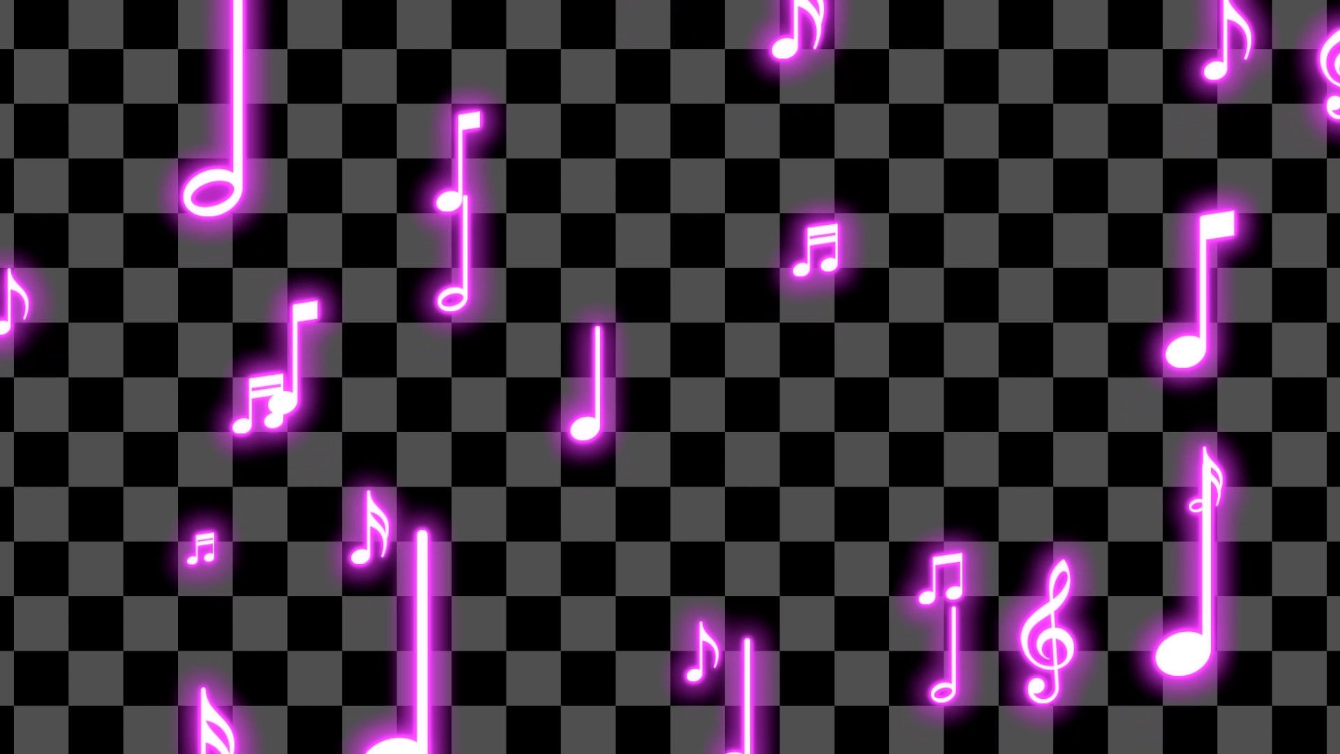 Purple Neon Notes Stream Alert - Music Vibes Effect - Animated Overlay - Transparent Background - 1920x1080 Full Screen - Instant Download!