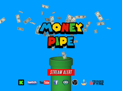 Money Pipe Donation Alert - Animated Stream Effect For Tips & Donos - Transparent Background - Full Screen 1920x1080 - Instant Download