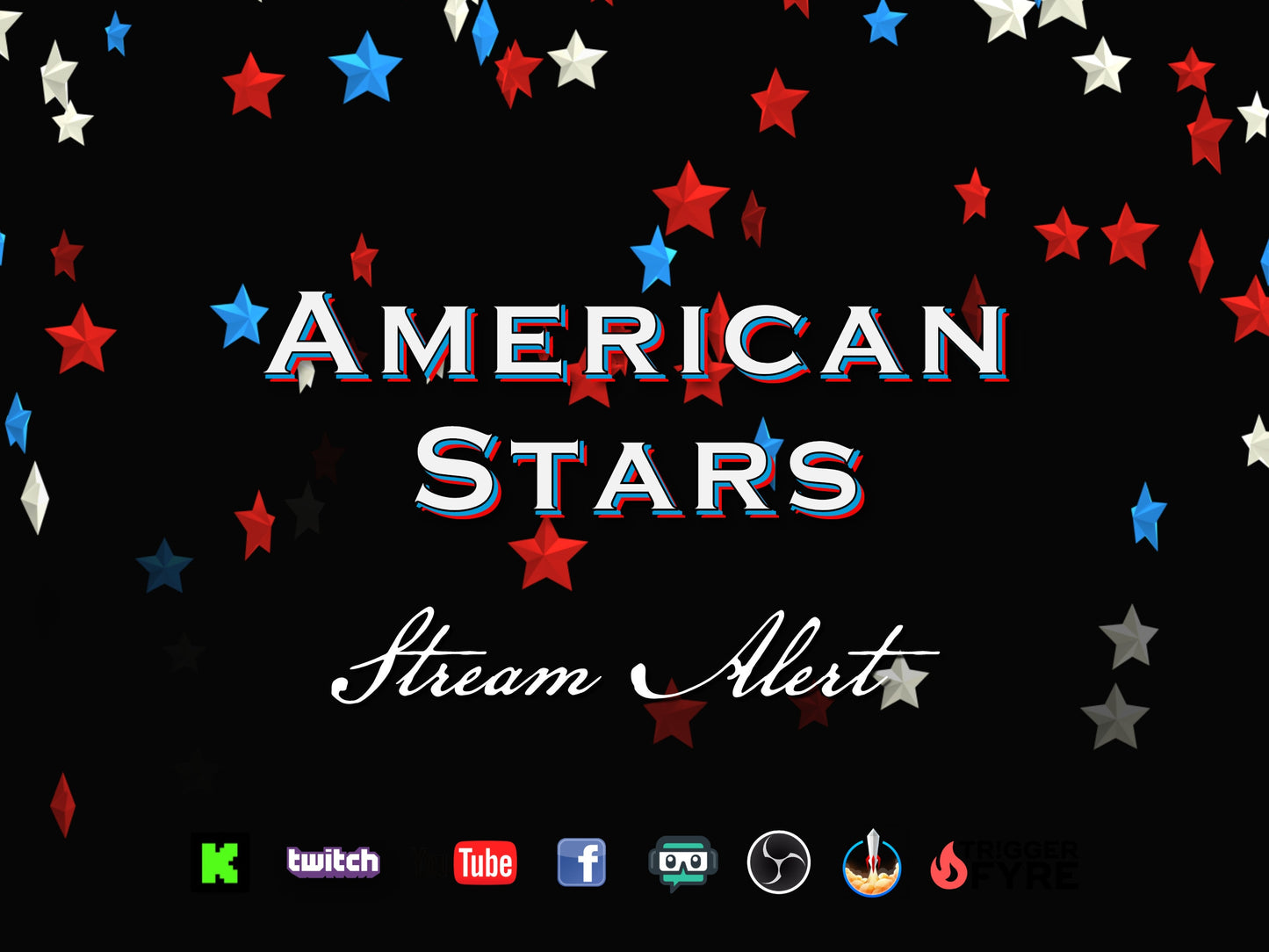 American Stars Stream Alert - Full Screen Animated Red, White, and Blue Overlay with Transparent Background - 1920x1080 - Instant Download