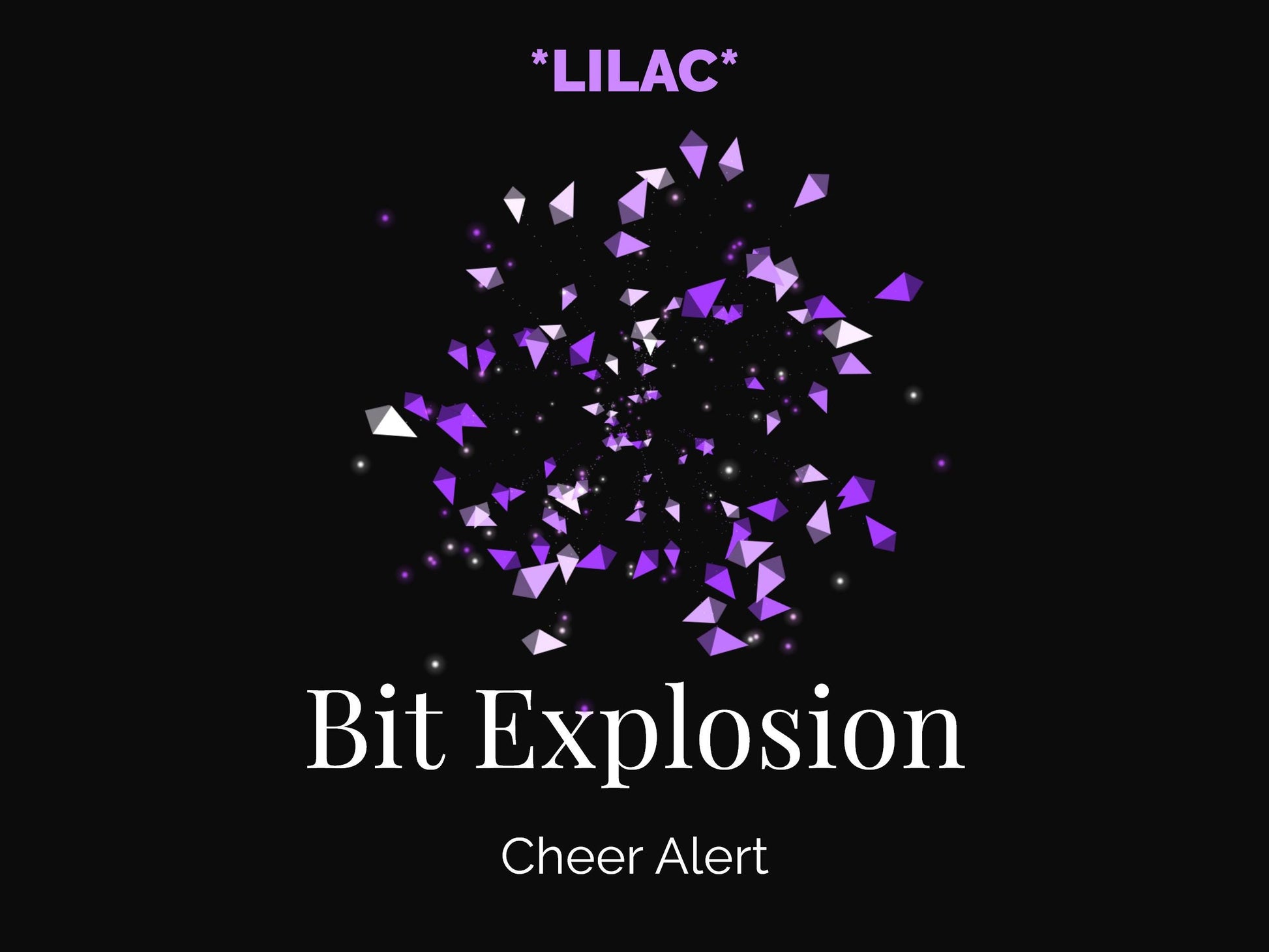 Lilac Bits Explosion Cheer Alert - Full Screen Animated Twitch Stream Overlay with Transparent Background - 1920x1080 - Instant Download