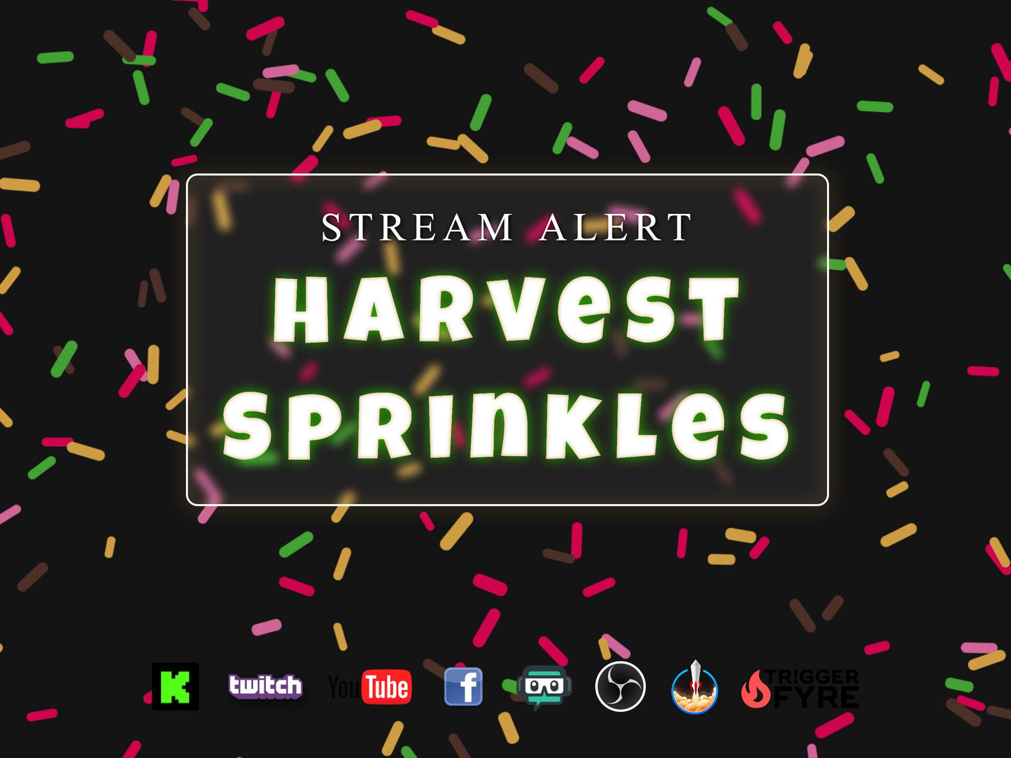 Harvest Sprinkles Stream Alert - Sugar Shower Effect - Full Screen Animated Overlay - Transparent Background - 1920x1080 - Instant Download