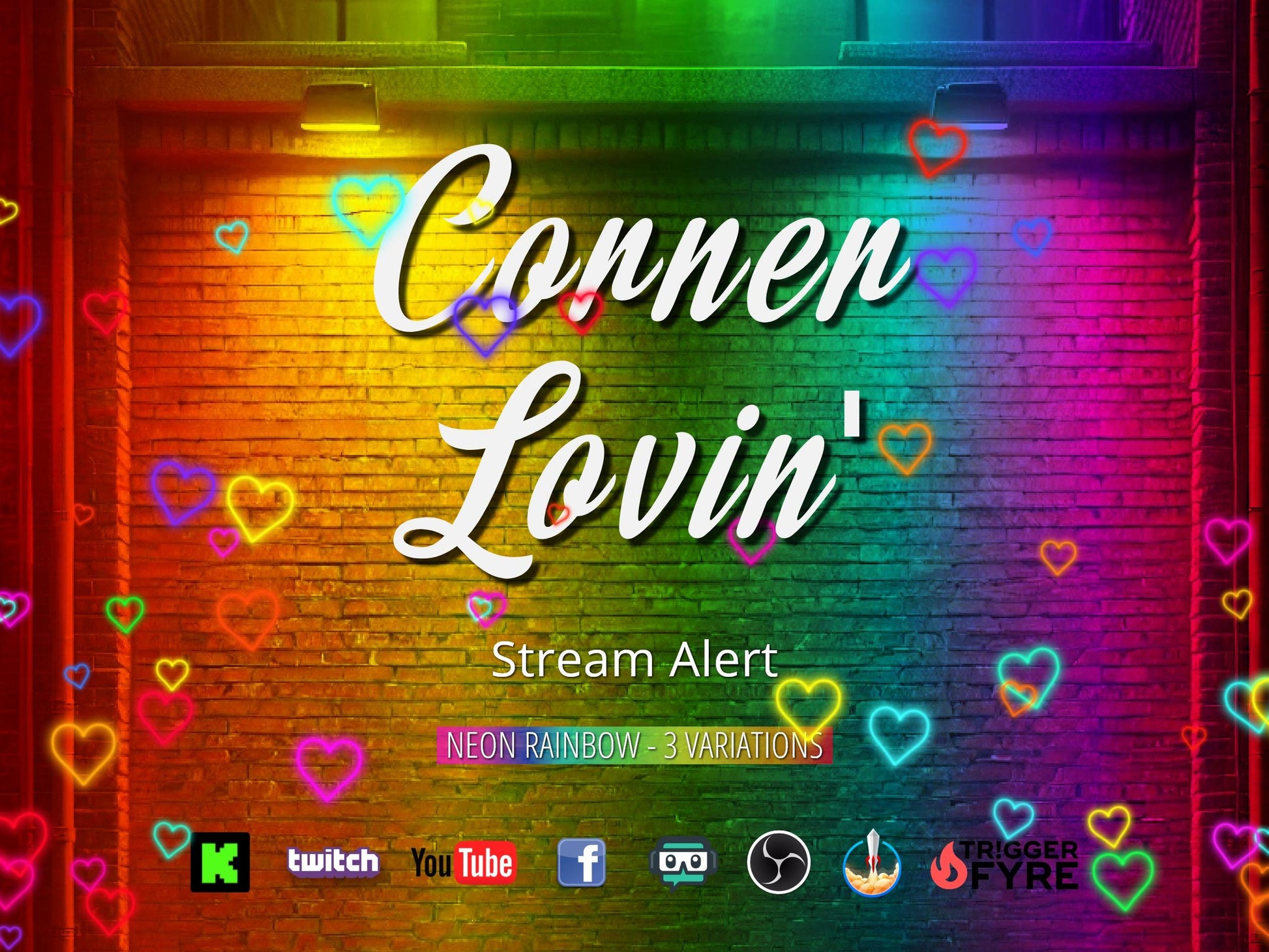 Corner Lovin' Stream Alert Pack - 3 Animated Overlays - Rainbow Hearts - Full Screen 1920x1080 - Transparent Background - Instant Download