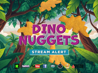 Dino Nuggets Stream Alert - Full Screen Animated Overlay with Transparent Background - 1920x1080 - Instant Download - Streamer Snack Effect