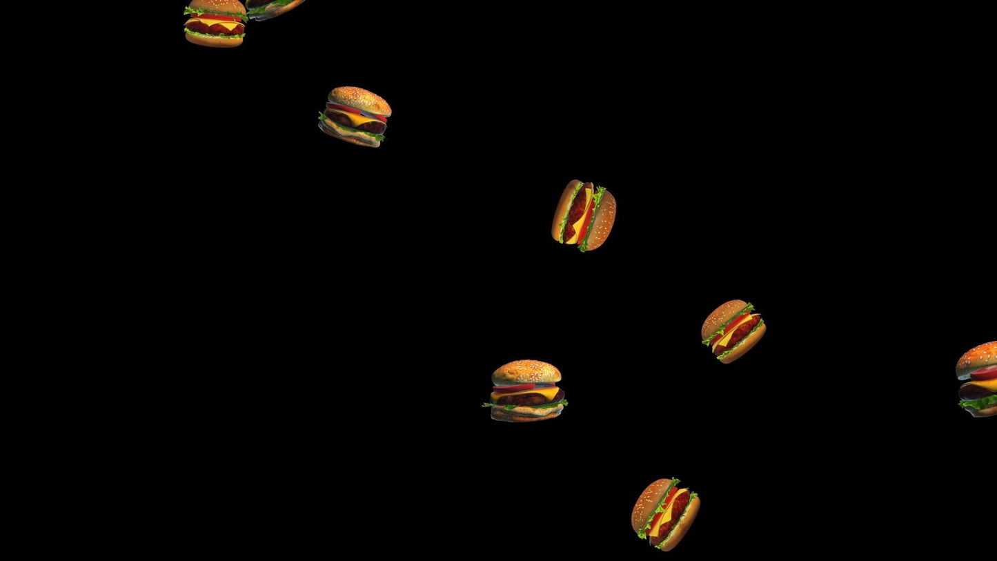 Raining Burgers Stream Alert - Full Screen 3D Cheeseburger Shower - 1920x1080 Animated Overlay - Transparent Background - Instant Download