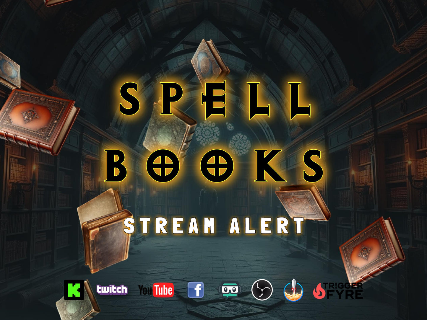 Spell Books Stream Alert - Full Screen Animated Overlay with Transparent Background - 1920x1080 - Instant Download - Witchy Halloween Effect