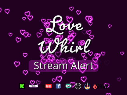 Love Whirl Stream Alert - Neon Pink Hearts Effect - Full Screen Animated Overlay with Transparent Background - 1920x1080 - Instant Download