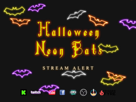 Halloween Neon Bats Stream Alert - Full Screen Animated Overlay - Transparent Background - 1920x1080 - Instant Download - Fun Spooky Effect