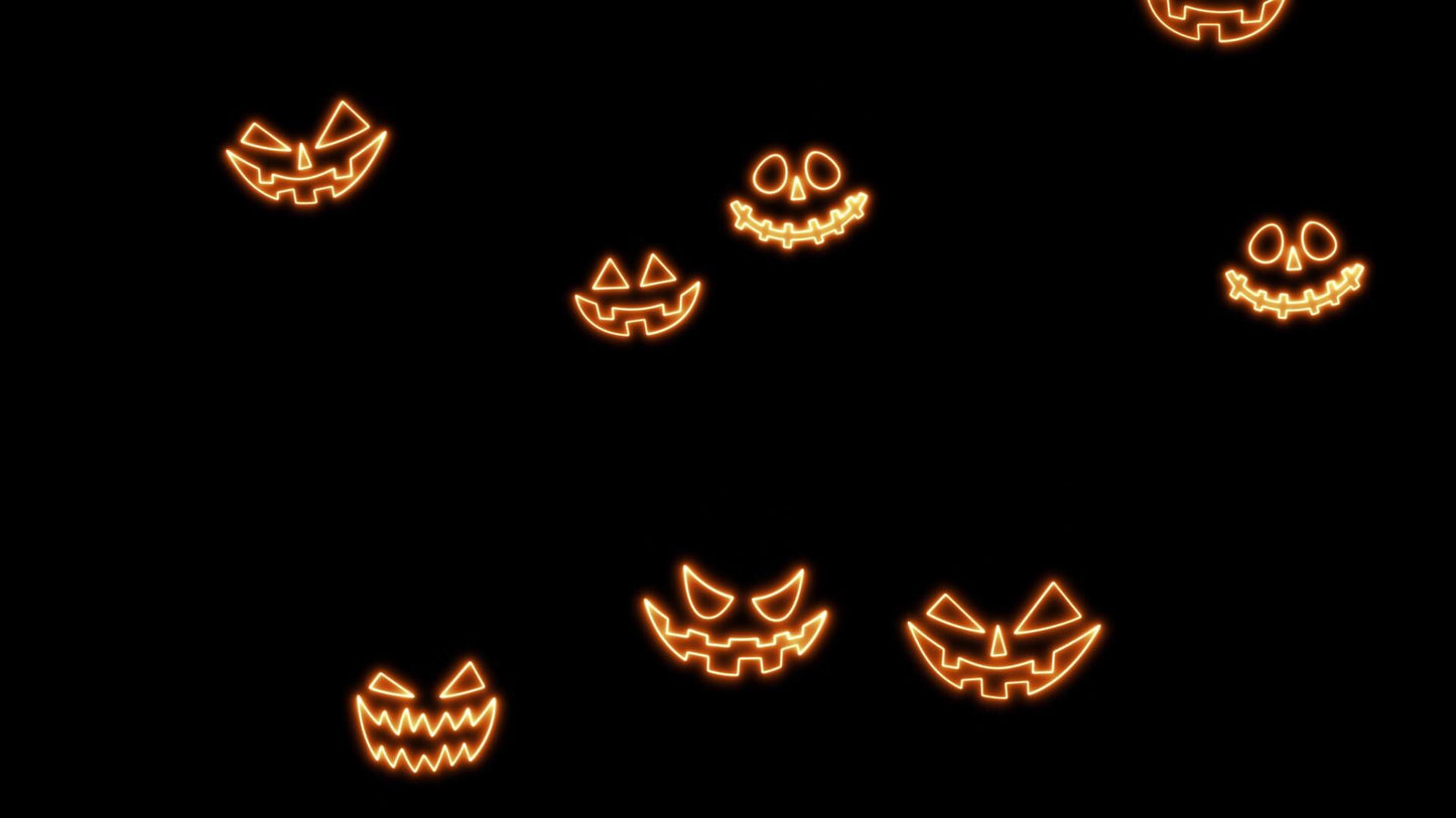 Neon Grinning Jacks Stream Alert - 1920x1080 Full Screen Animated Halloween Overlay - Transparent Background - Instant Download - Spooky Fun