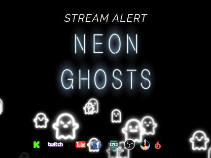 Neon Ghosts Stream Alert - Full Screen Animated Overlay with Transparent Background - 1920x1080 - Instant Download - Cool Halloween Effect!