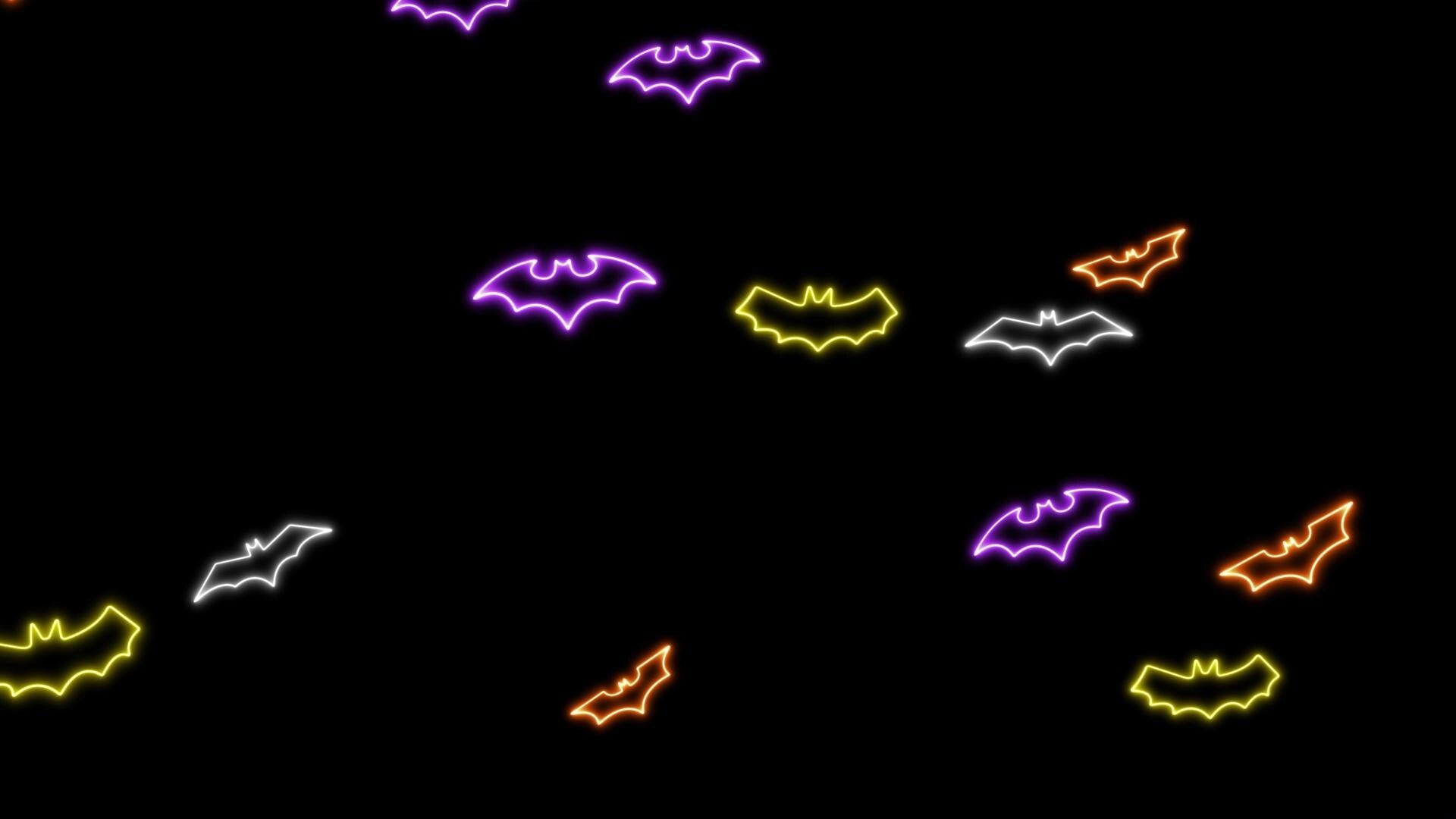 Halloween Neon Bats Stream Alert - Full Screen Animated Overlay - Transparent Background - 1920x1080 - Instant Download - Fun Spooky Effect