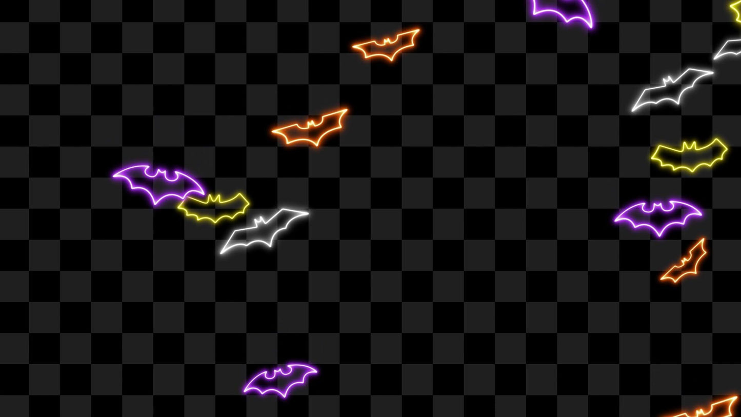 Halloween Neon Bats Stream Alert - Full Screen Animated Overlay - Transparent Background - 1920x1080 - Instant Download - Fun Spooky Effect