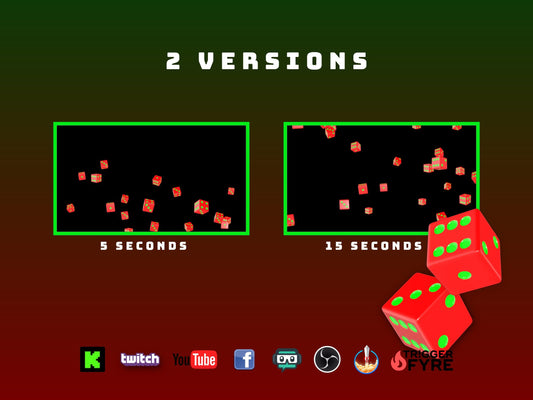 Red & Green Dice Shower Stream Alert - Full Screen Animated Overlay with Transparent Background - Instant Download - 1920x1080 - Cool Effect